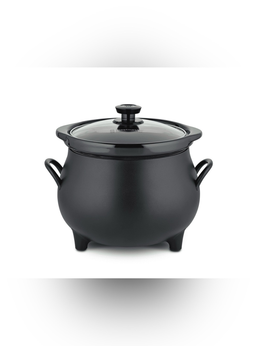 Toastmaster 4 QT Black Cauldron Slow Cooker With Removable Crick And Glass Lid.